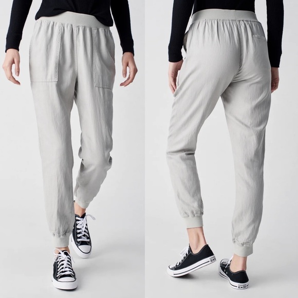 Faherty Pants - Faherty Arlie Jogger Linen Blend Pull on Pants Stone Light Gray Size Medium